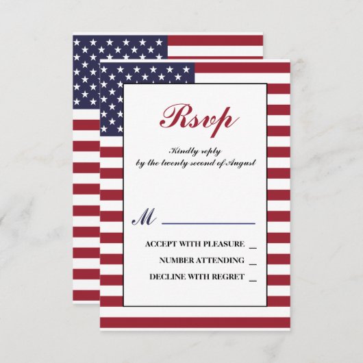 American Flag Wedding RSVP Karte (Vorne/Hinten)