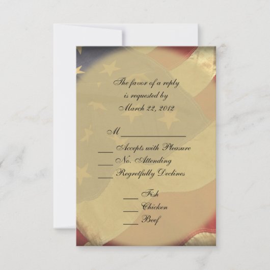American Flag Wedding RSVP Karte (Vorderseite)