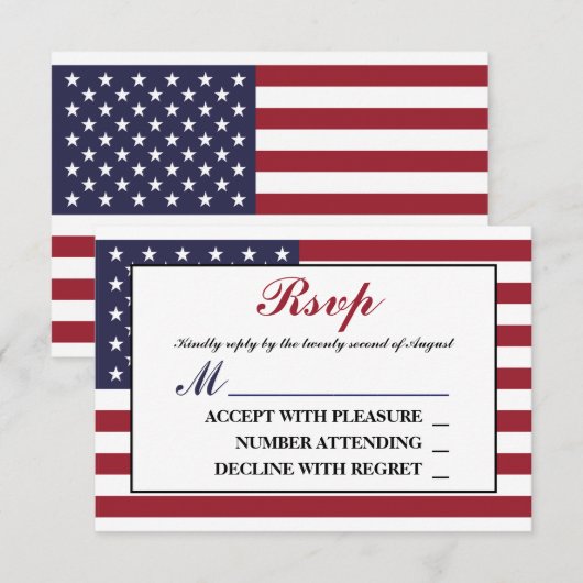 American Flag Wedding RSVP Karte (Vorne/Hinten)