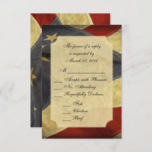 American Flag Wedding RSVP mit Menü (Vorne/Hinten)