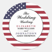 American Flag Wedding Runder Aufkleber (Vorderseite)