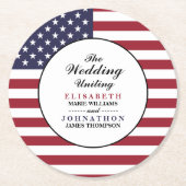 American Flag Wedding Runder Pappuntersetzer (Vorderseite)