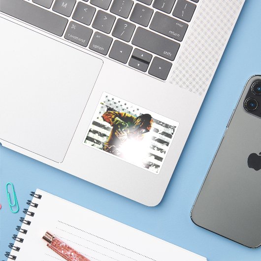 American Flag Welder Aufkleber (Laptop mit iPhone)