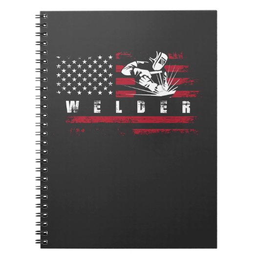 American Flag Welder USA Metalworking Weld Notizblock (Vorderseite)