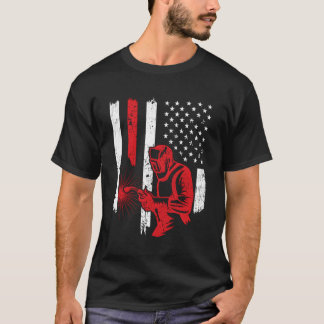 American Flag Welder Welding Vintag Metal Worker T-Shirt
