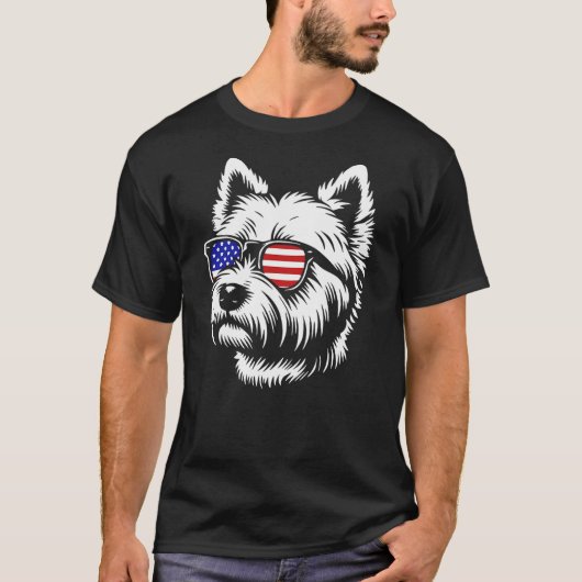 American Flag West Highland White Terrier Dog West T-Shirt (Vorderseite)