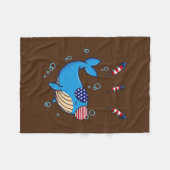 American Flag Whale 4 Juli  Fleecedecke (Vorderseite (Horizontal))