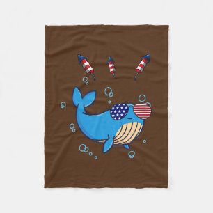American Flag Whale 4 Juli  Fleecedecke