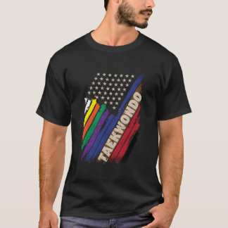 American Flag White Black Belt Colors Taekwondo Mi T-Shirt