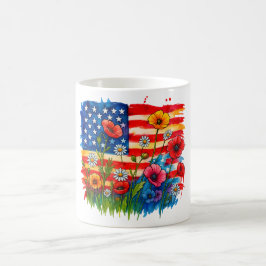 American Flag & Wildblumen - Patriotic Kaffeetasse