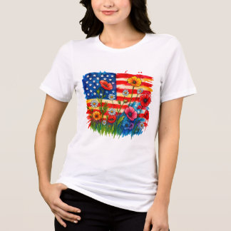 American Flag & Wildblumen - Patriotic Tri-Blend Shirt