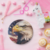 American Flag with Bald Eagle Head Pappteller (Party)