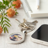 American Flag with Bald Eagle Head Schlüsselanhänger (Seite)