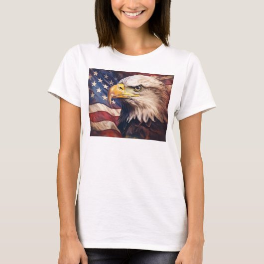 American Flag with Bald Eagle Head T-Shirt (Vorderseite)
