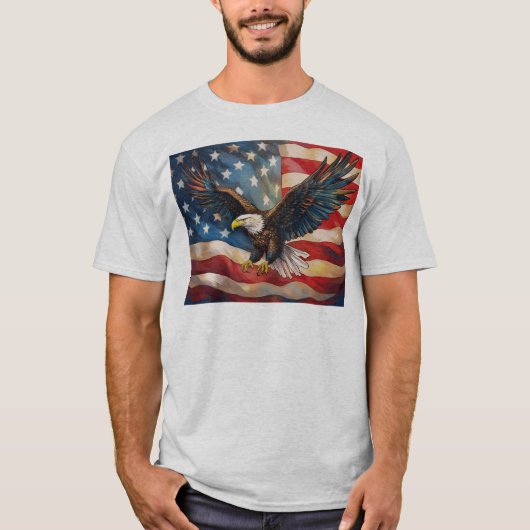 American Flag with Bald Eagle T-Shirt (Vorderseite)