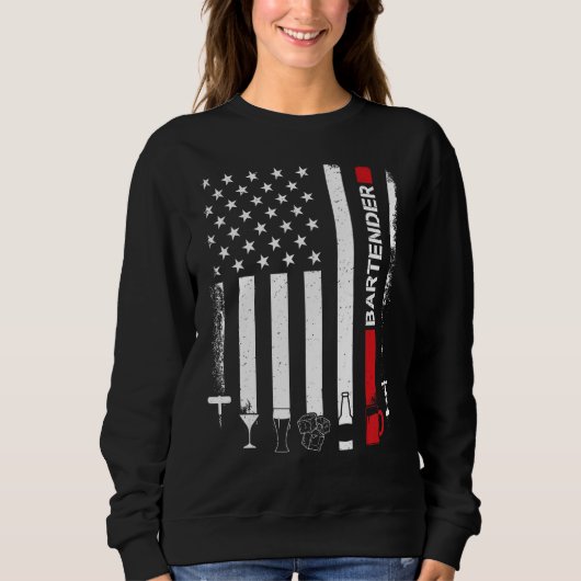 American Flag With Bartender  For Women Men Sweatshirt (Vorderseite)