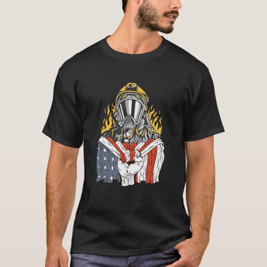 American Flag with Firefighter T-Shirt (Vorderseite)