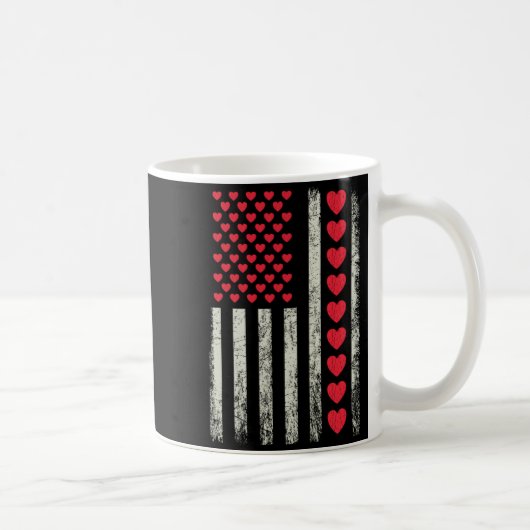 American Flag With Hearts Valentine S Day Kaffeetasse (Rechts)