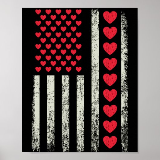 American Flag With Hearts Valentine S Day Poster (Vorne)