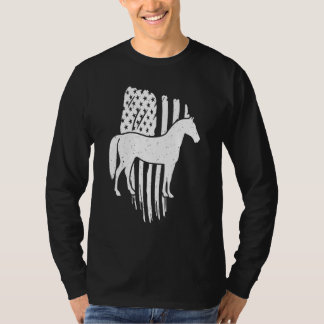 American Flag With Horse Vintage Look US Patriotic T-Shirt
