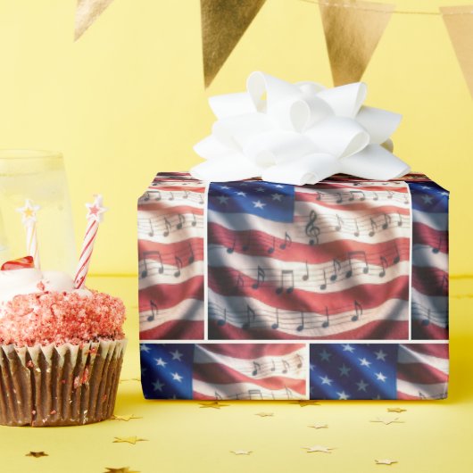 American Flag With Musical Notes Geschenkpapier (Geburtstagsparty)
