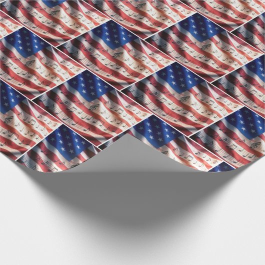 American Flag With Musical Notes Geschenkpapier (Ecke)