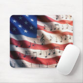 American Flag With Musical Notes Mousepad (Mit Mouse)