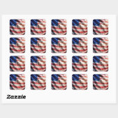 American Flag With Musical Notes Quadratischer Aufkleber (Blatt)