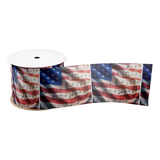 American Flag With Musical Notes Satinband (Spule)