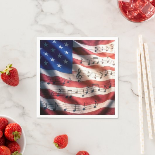 American Flag With Musical Notes Serviette (Beispiel)