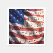 American Flag With Musical Notes Serviette (Vorderseite)