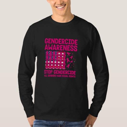American flag with Pink ribbons for gendercide awa T-Shirt (Vorderseite)