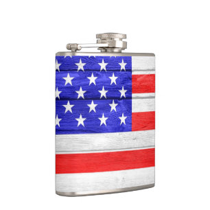 American Flag Wood Flachmann