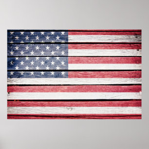 American Flag Wood Image Poster