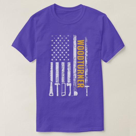American Flag Woodturner Tischler witziger Holzsch T-Shirt (Design vorne)