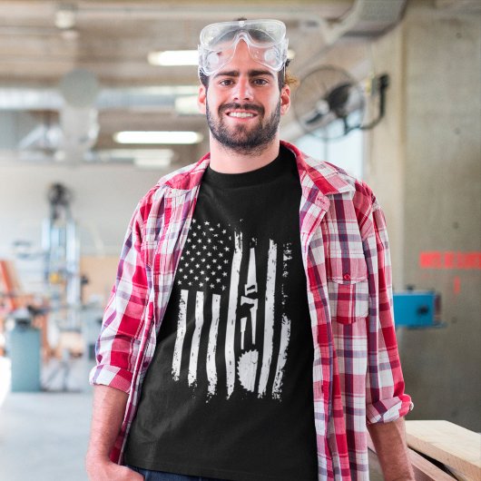 American Flag Woodworking Carpenter Carpentry Gift T-Shirt