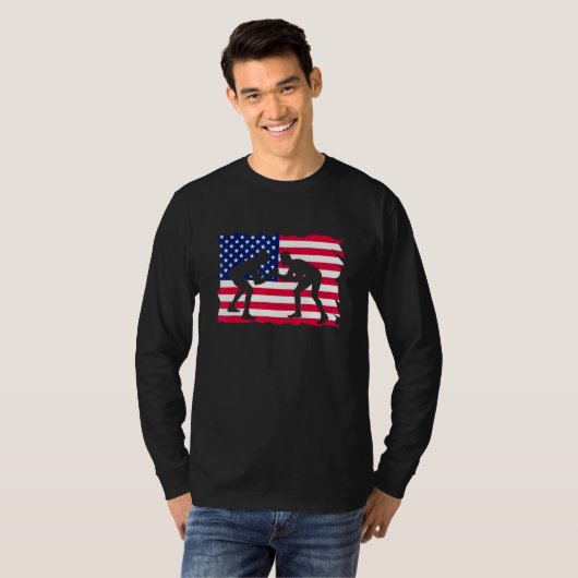 American Flag Wrestling Wrestler Wrestling Fan T-Shirt (Vorne ganz)