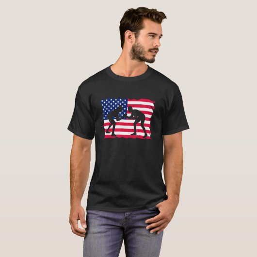 American Flag Wrestling Wrestler Wrestling Fan T-Shirt (Vorne ganz)