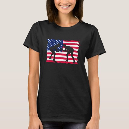 American Flag Wrestling Wrestler Wrestling Fan T-Shirt (Vorderseite)
