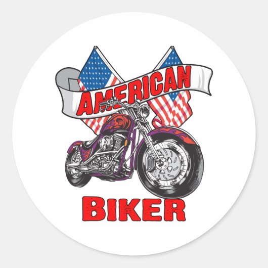 American Flags Biker Runder Aufkleber (Vorderseite)
