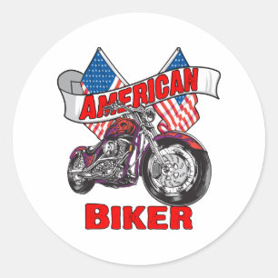 American Flags Biker Runder Aufkleber
