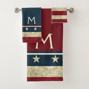 American Flags Rustic Country Patriotic Badhandtuch Set