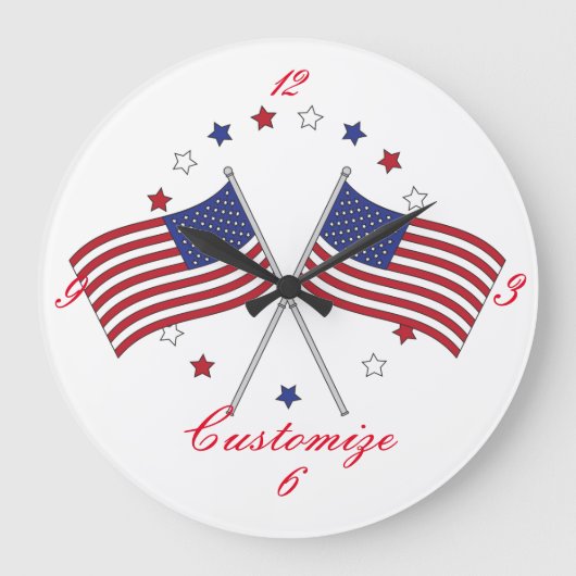 American Flags Thunder_Cove Patriotic 4th of July Große Wanduhr (Vorderseite)