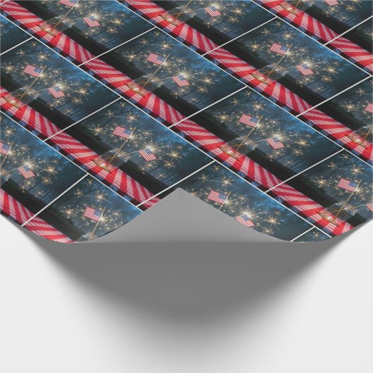 American Flags With Sparklers In a Mason Jar Geschenkpapier (Ecke)