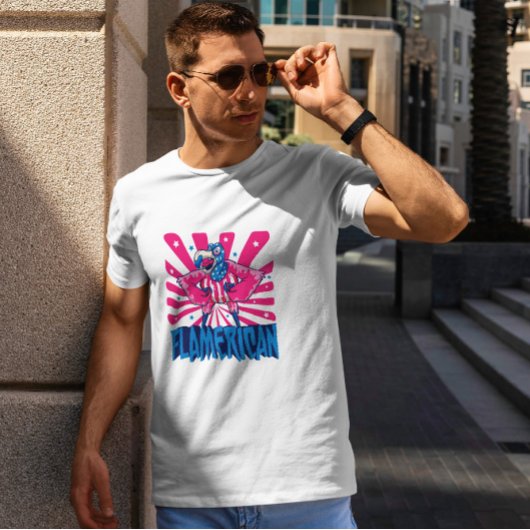 American Flamingo Cartoon T-Shirt