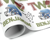 American Football 2. Geburtstag Geschenkpapier (Rolleneckpunkt)