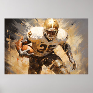 American Football Action Sport Painting Abstrakt Poster