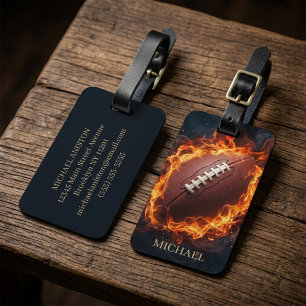 American Football Ball auf Feuer Personalized      Gepäckanhänger