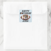 American Football Ball Birthday Boy Foto Quadratischer Aufkleber (Tasche)