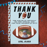 American Football Ball Birthday Boy Photo Dankeskarte<br><div class="desc">American Football Ball Sports Kids Boy Birthday Photo Thank You Card. Football-themed birthday thank you card with a thank you message,  name and photo on a football ball. Great for kids who love football and sports.</div>